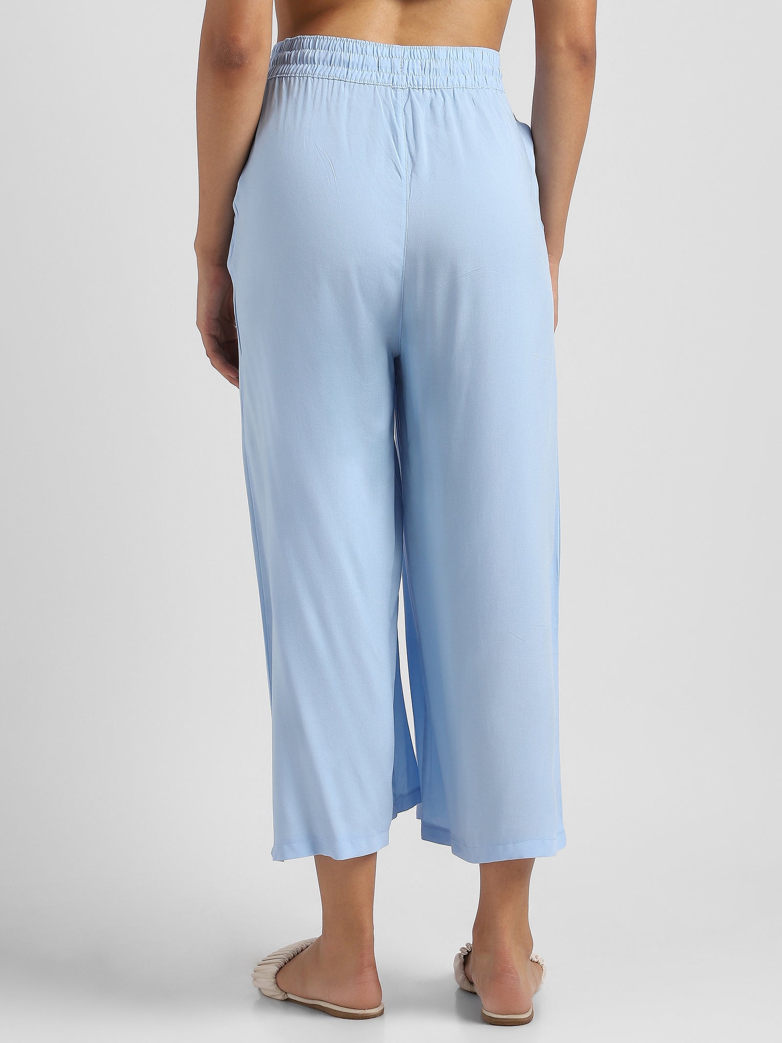 Women Blue Solid Palazzo Pants