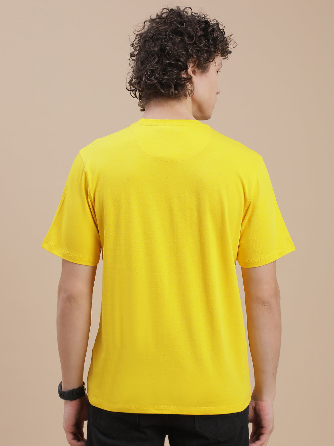 Men Mustard Crew Neck T-Shirt