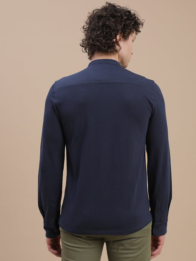 Men Navy Full Sleeve Shirt