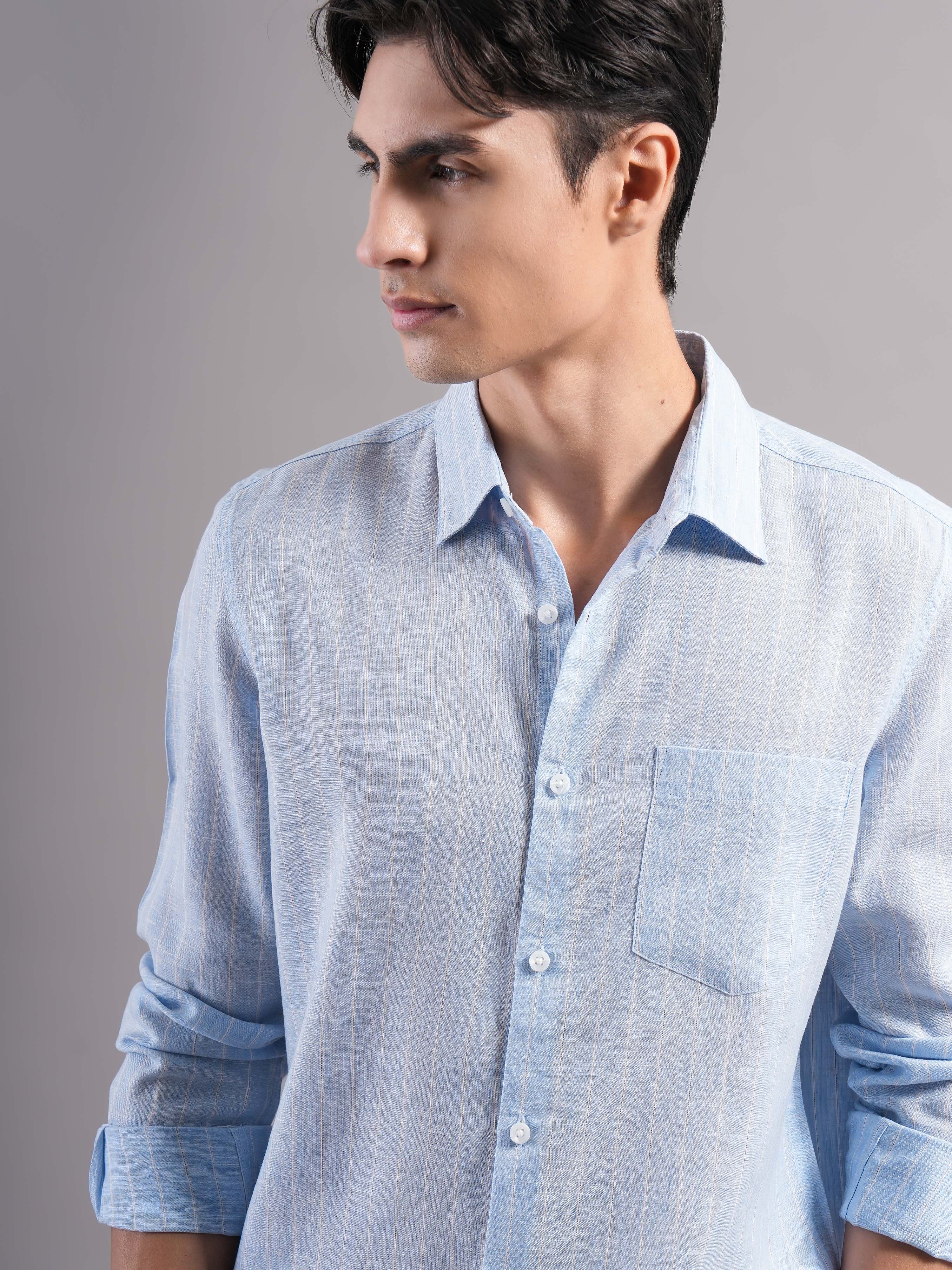 Men Lyocell Striped Shirts