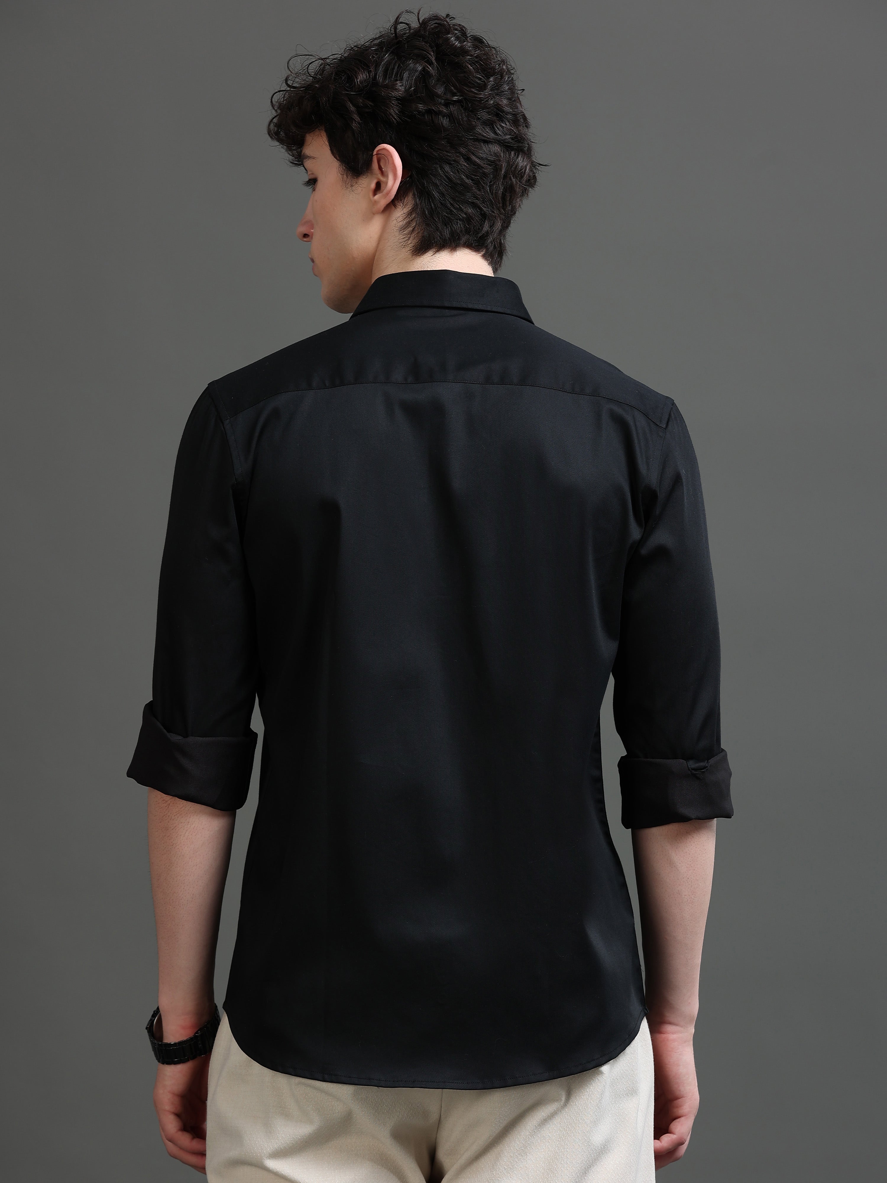 Men Black Solid Shirt