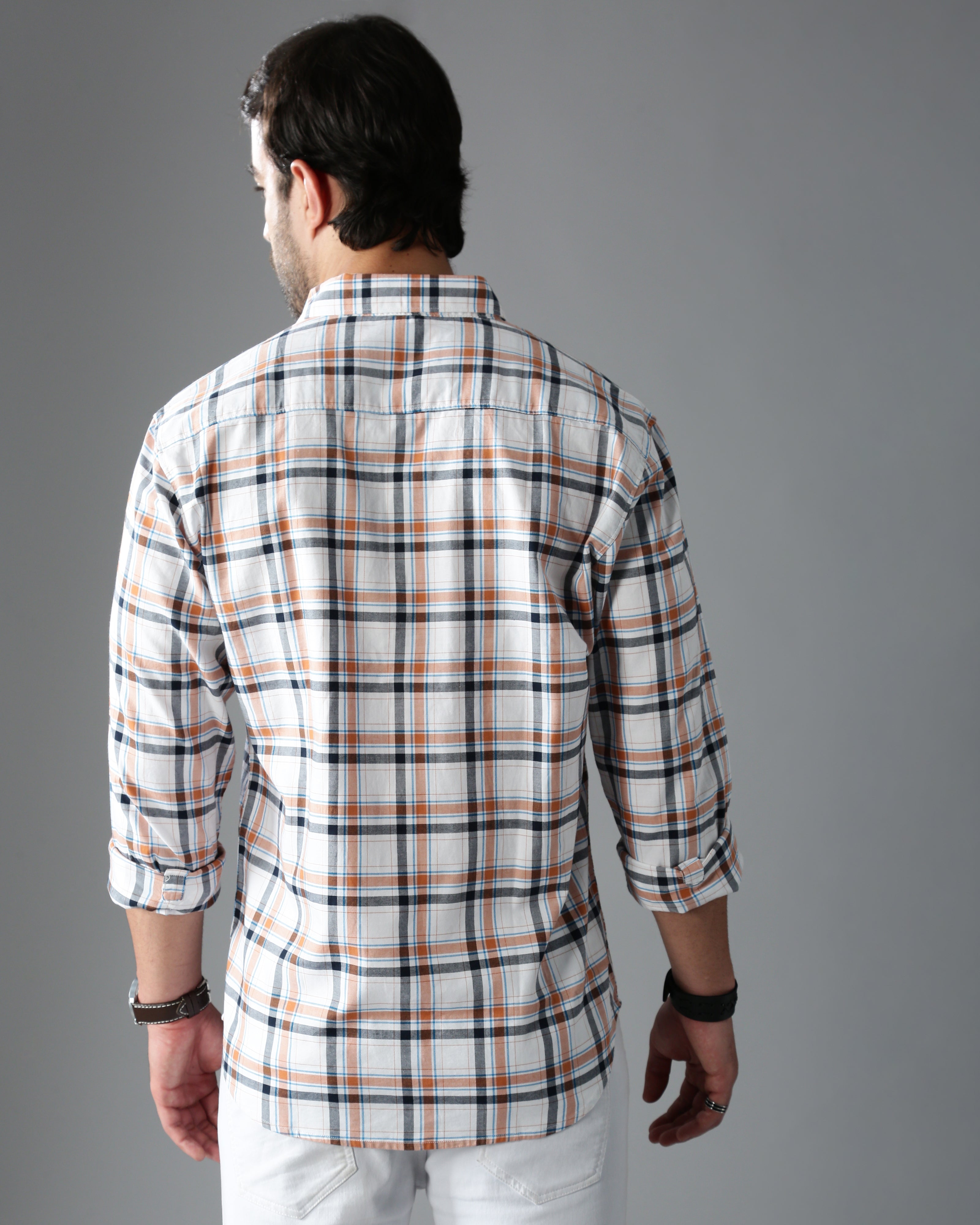 Men Brown Cotton Slim Shirt
