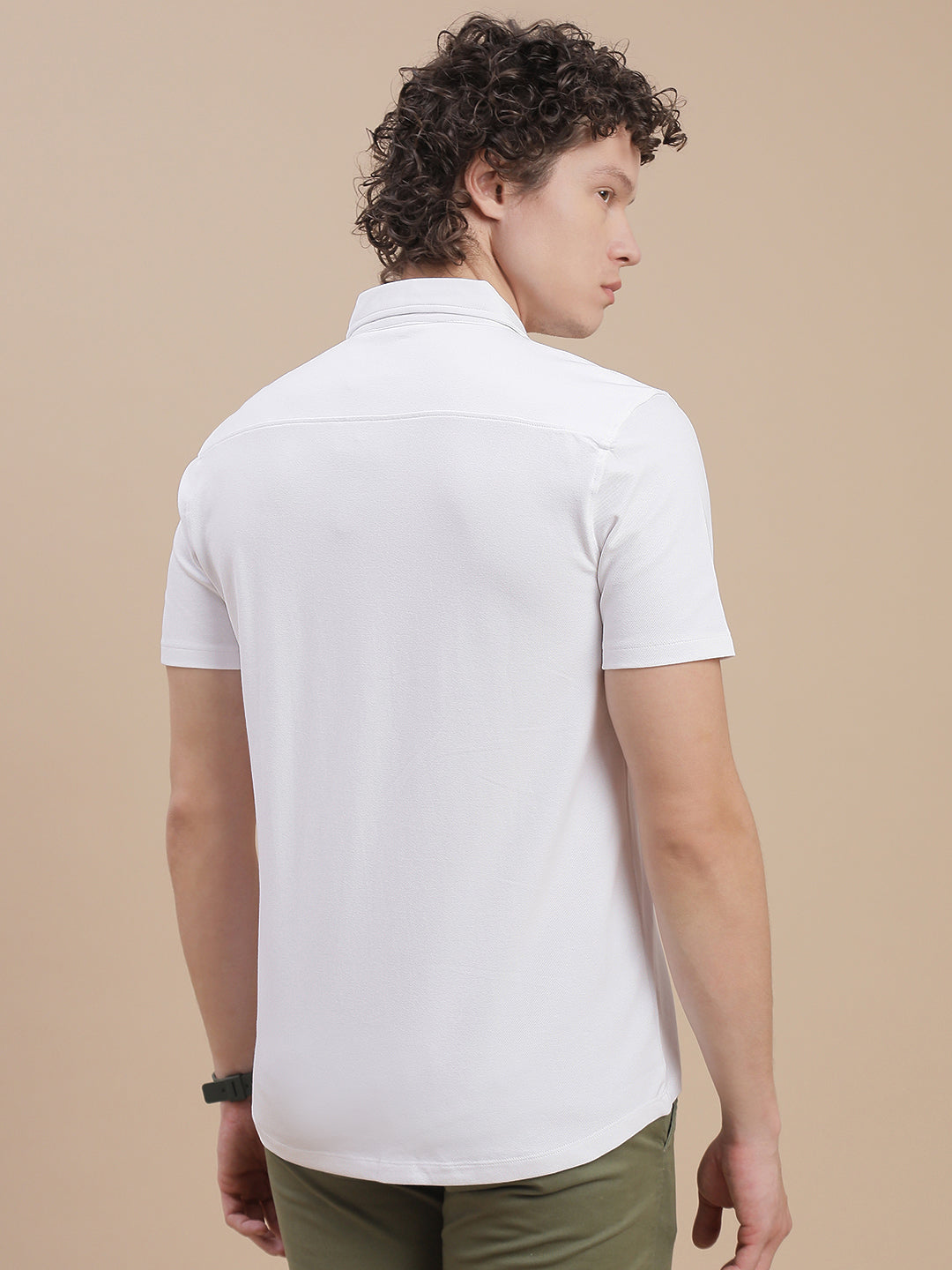 Men White Half Sleeve Shirt