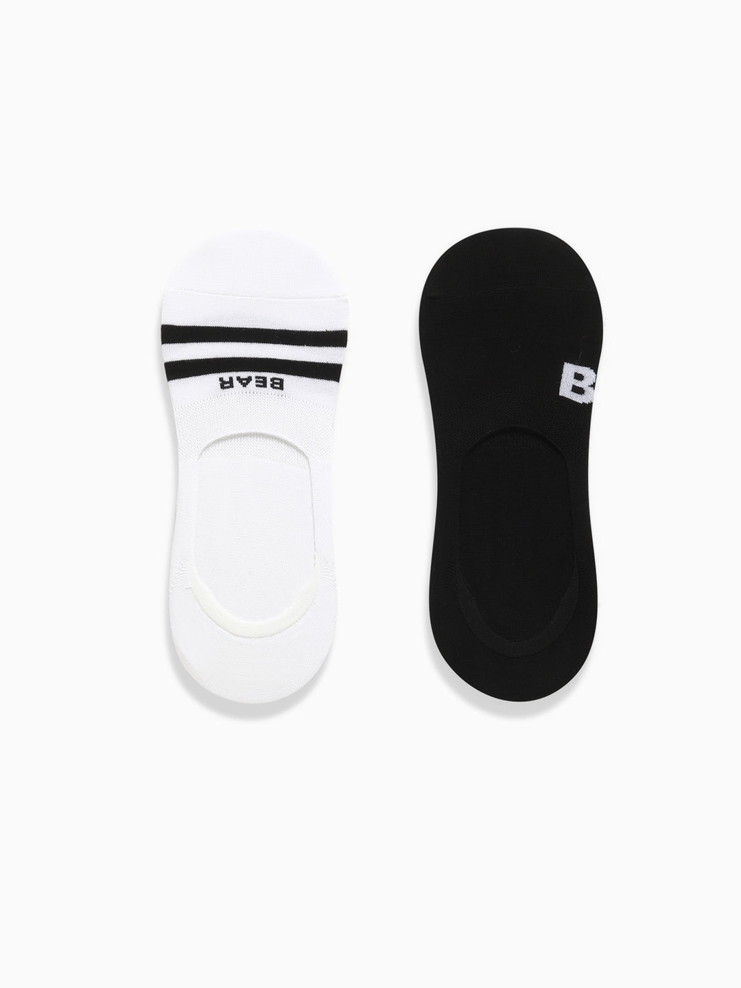 Men White and Black Shoeliner Socks_Pack Of 2