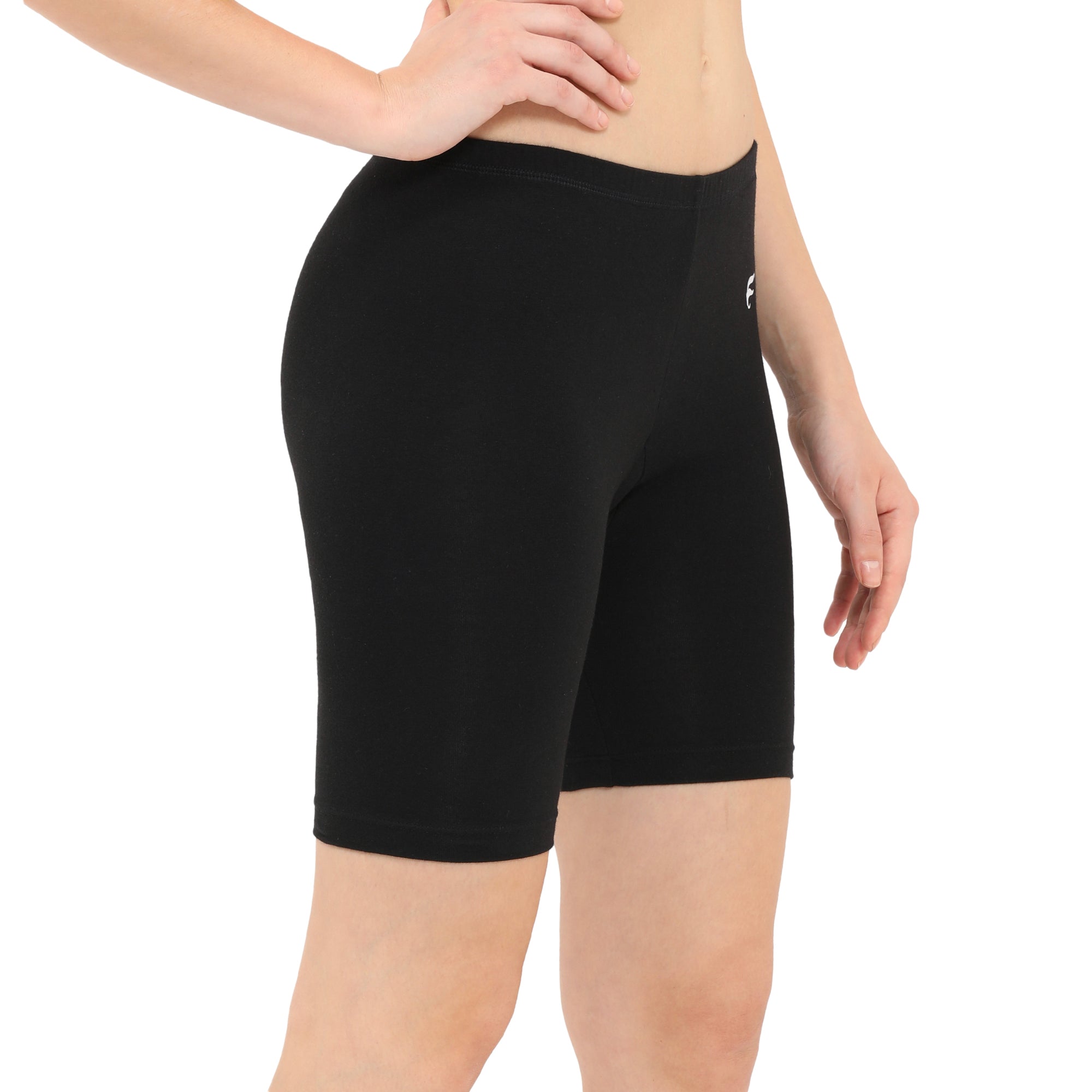 Women Black Thigh Length Cycling Shorts