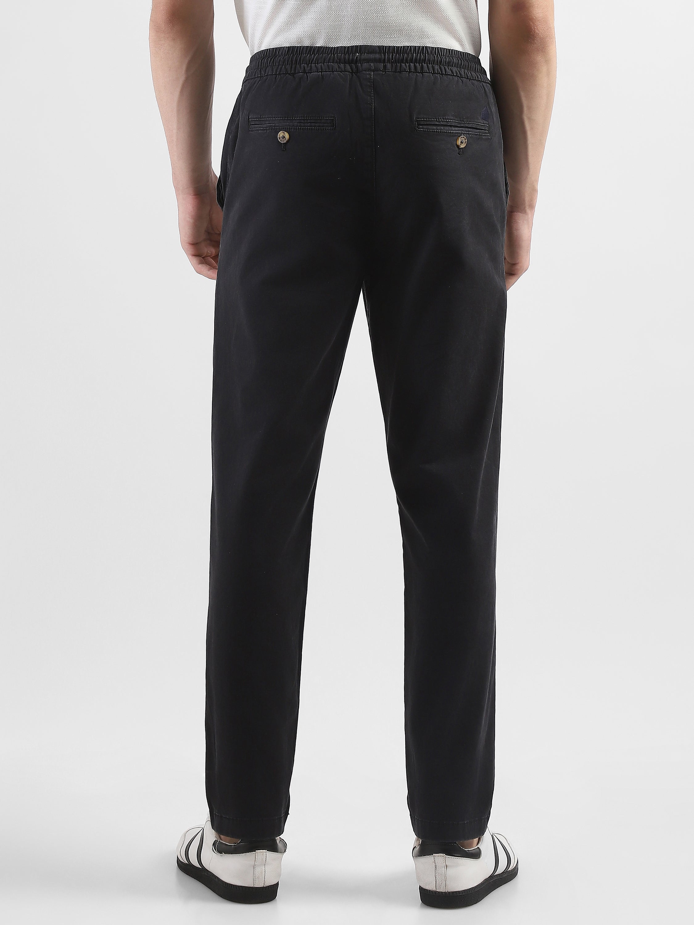 Men Black Cotton Blend Pants