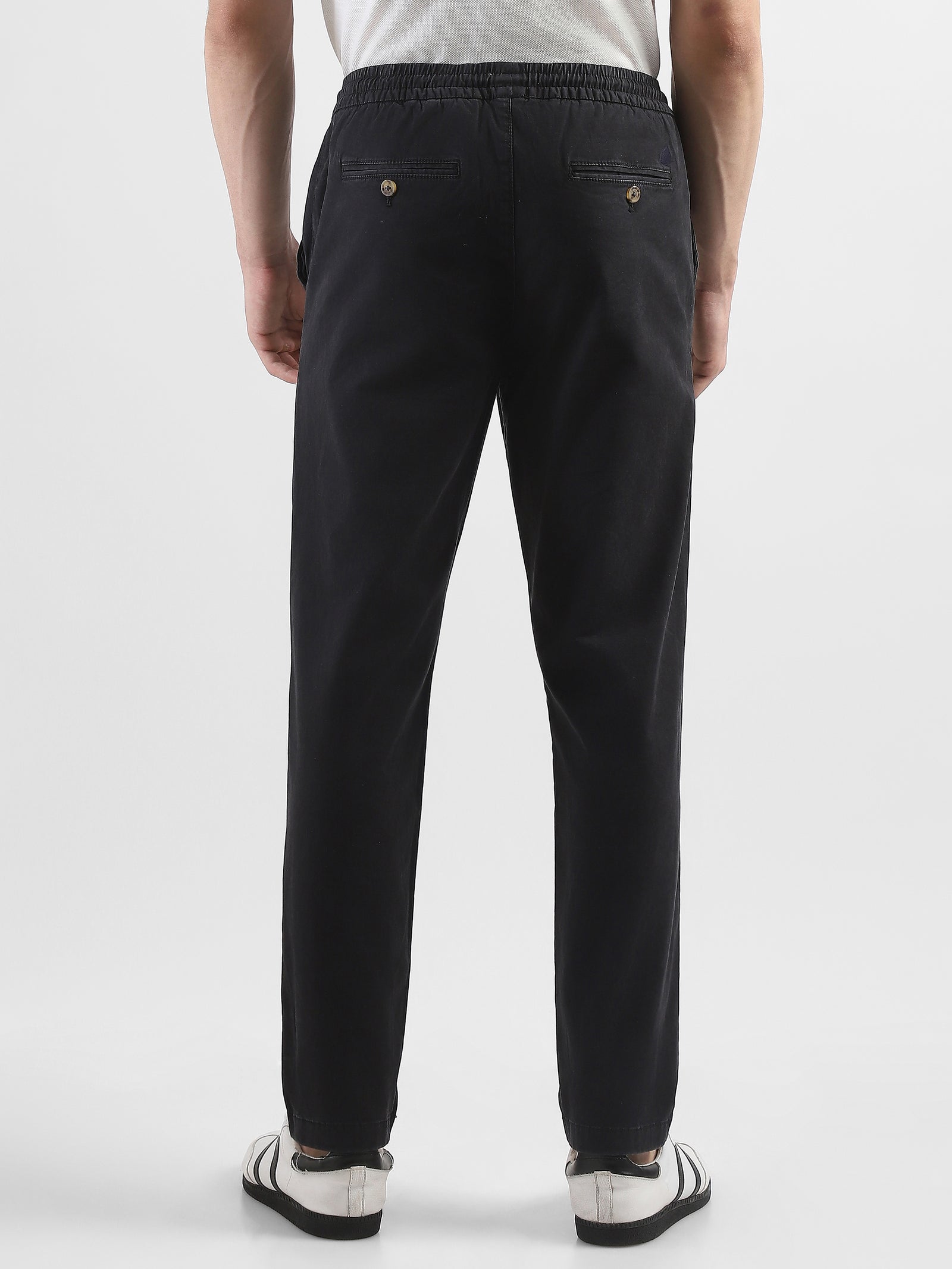 Men Black Cotton Blend Pants