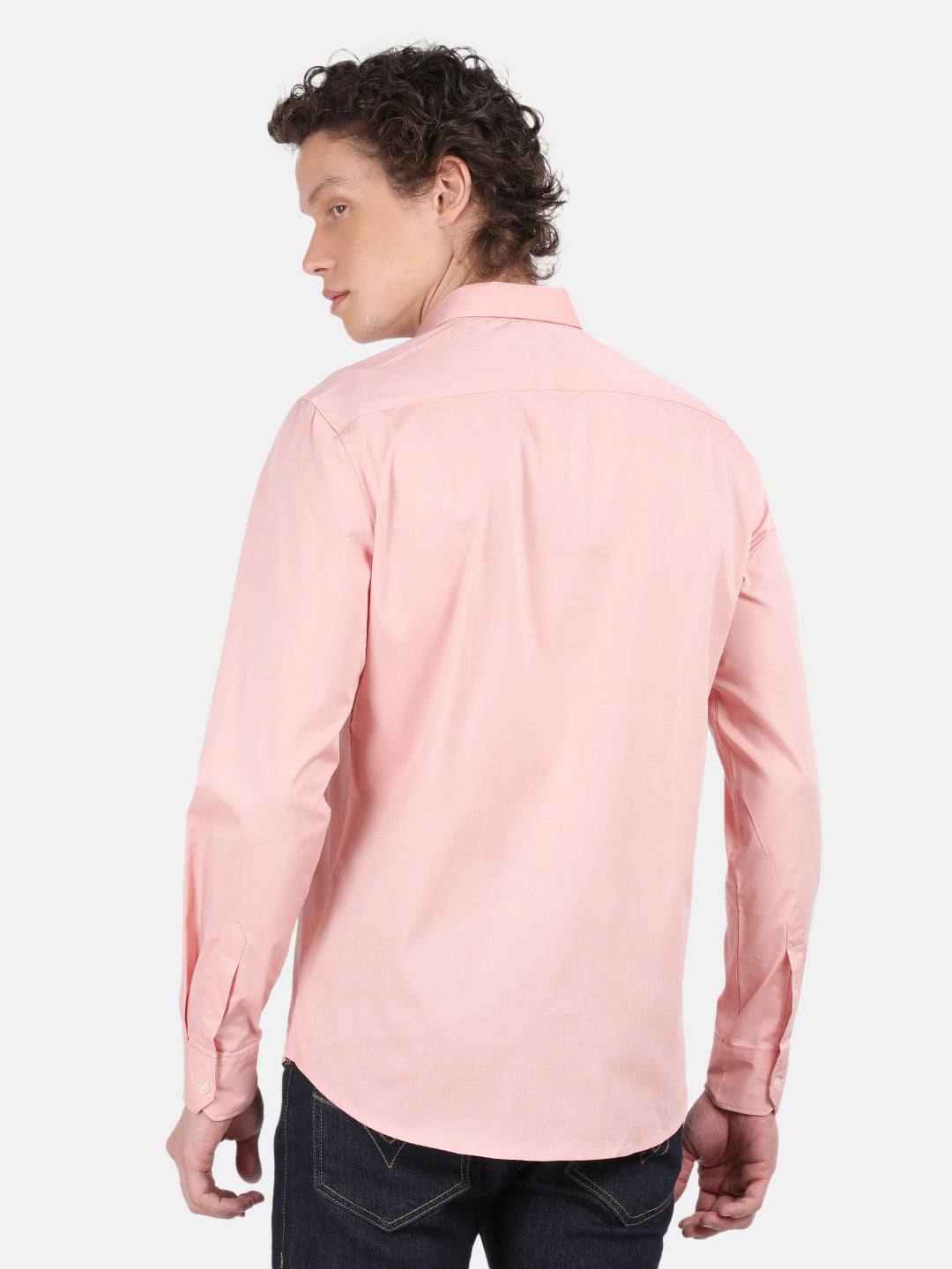 Men Coral Slim Fit Spread Collar Full Sleeve Casual Shirt