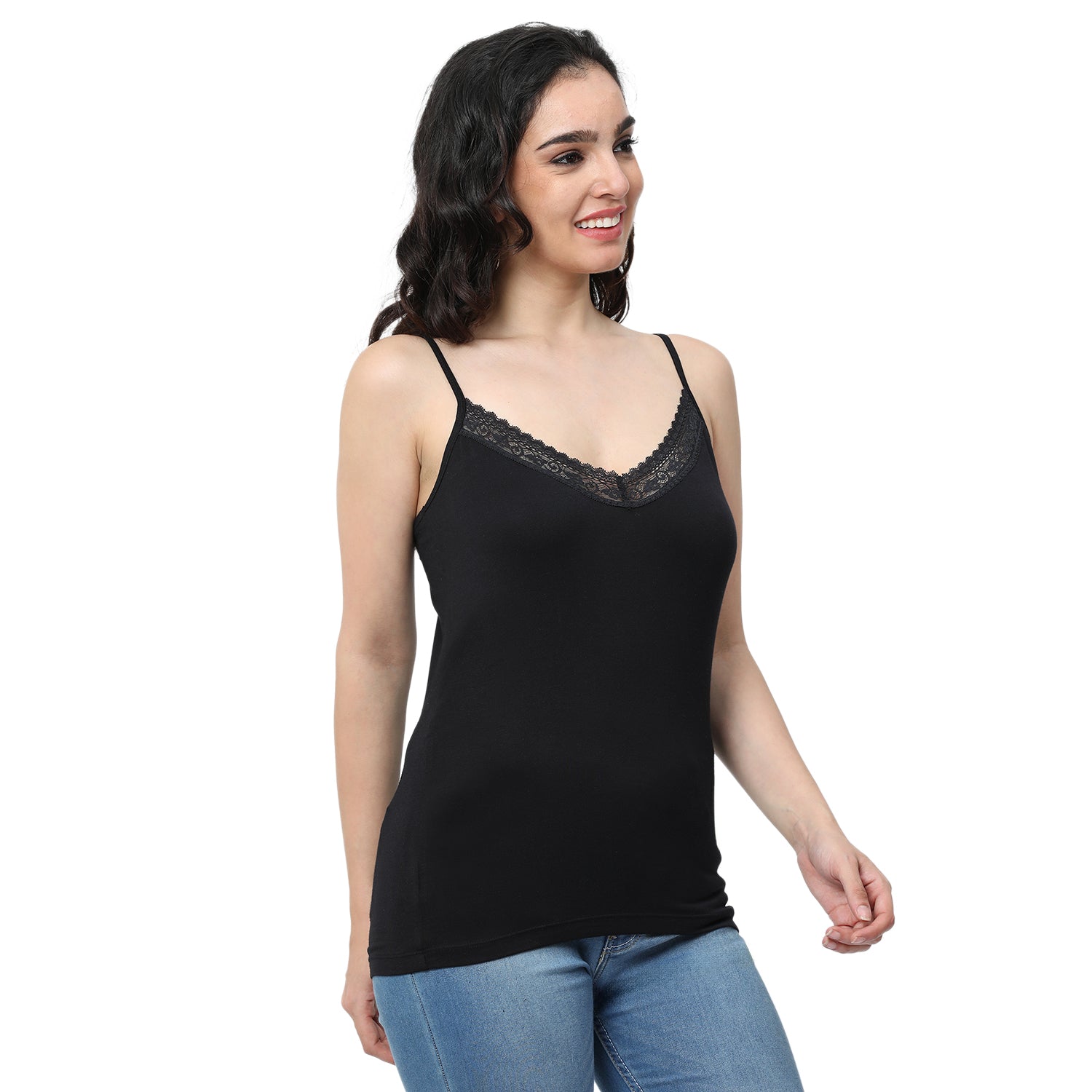Regular Fit V-Neck Short Length Lace Camisole