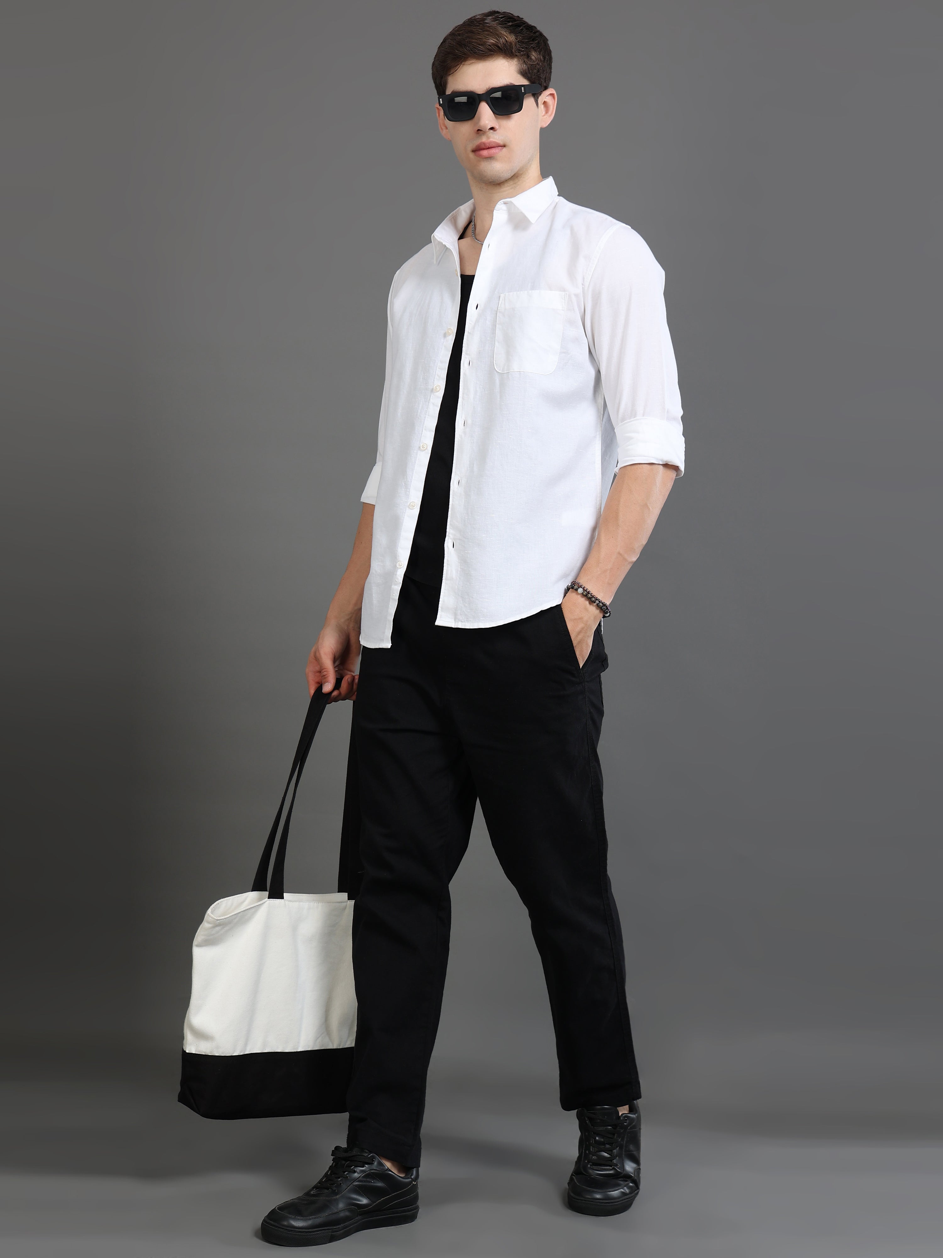 Men White Slim Fit Shirt