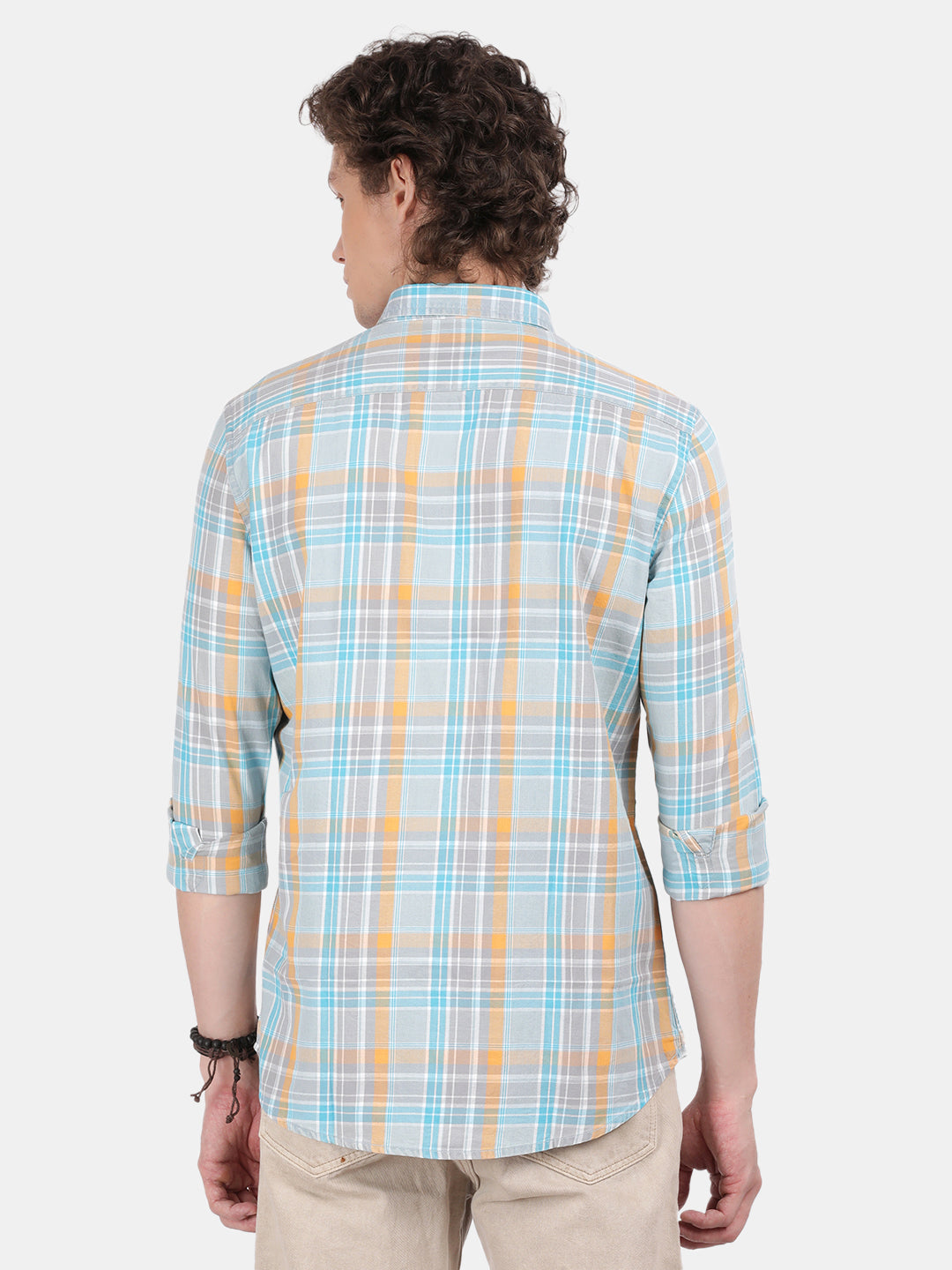 Men Sky blue Slim Fit Spread Collar Full Sleeve Casual Shirt