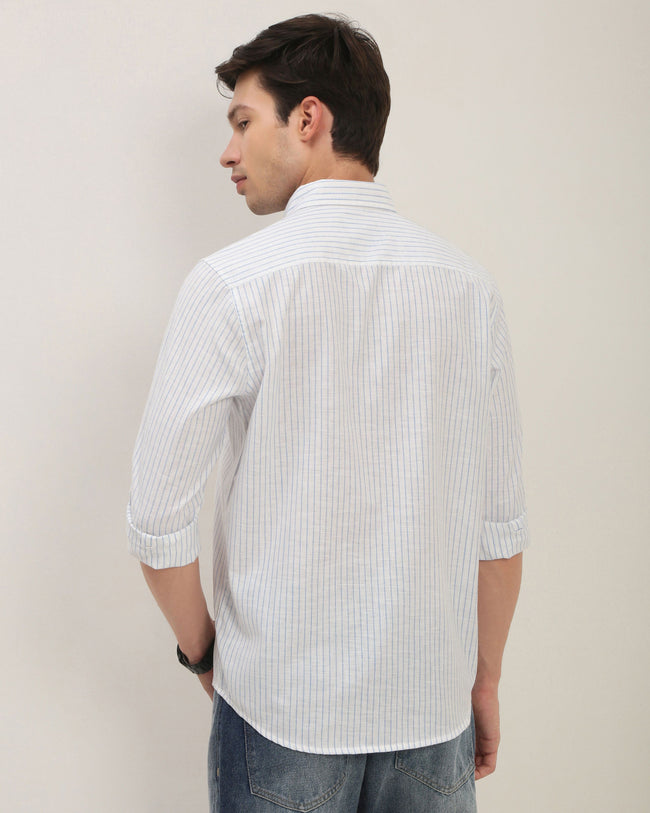 Men White Striped Shirt