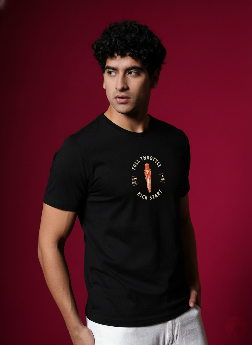 Men Round Neck Cotton T-Shirt