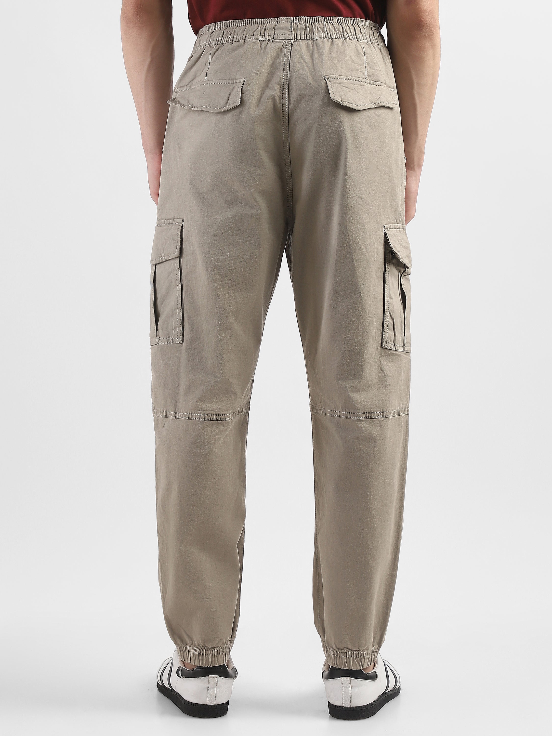 Men Light Green  Cotton Blend Cargo Jogger Pants