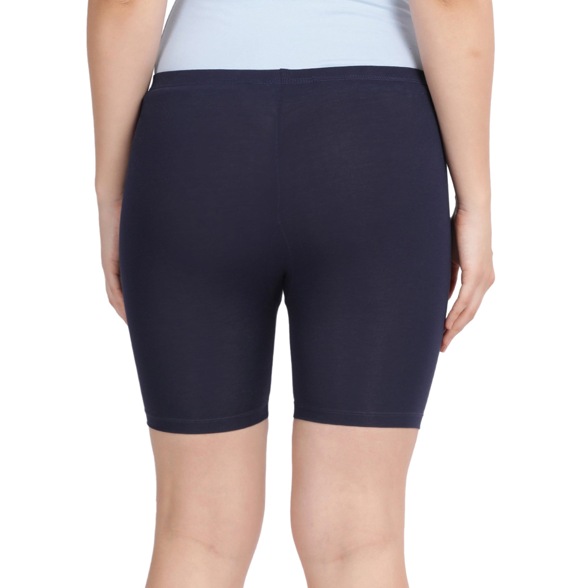 Women Navy Thigh Length Cycling Shorts