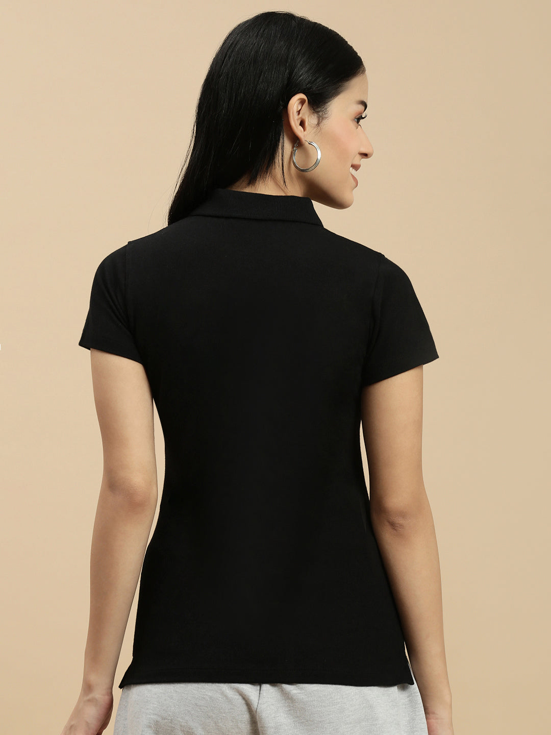 Women Black Half Sleeve Top