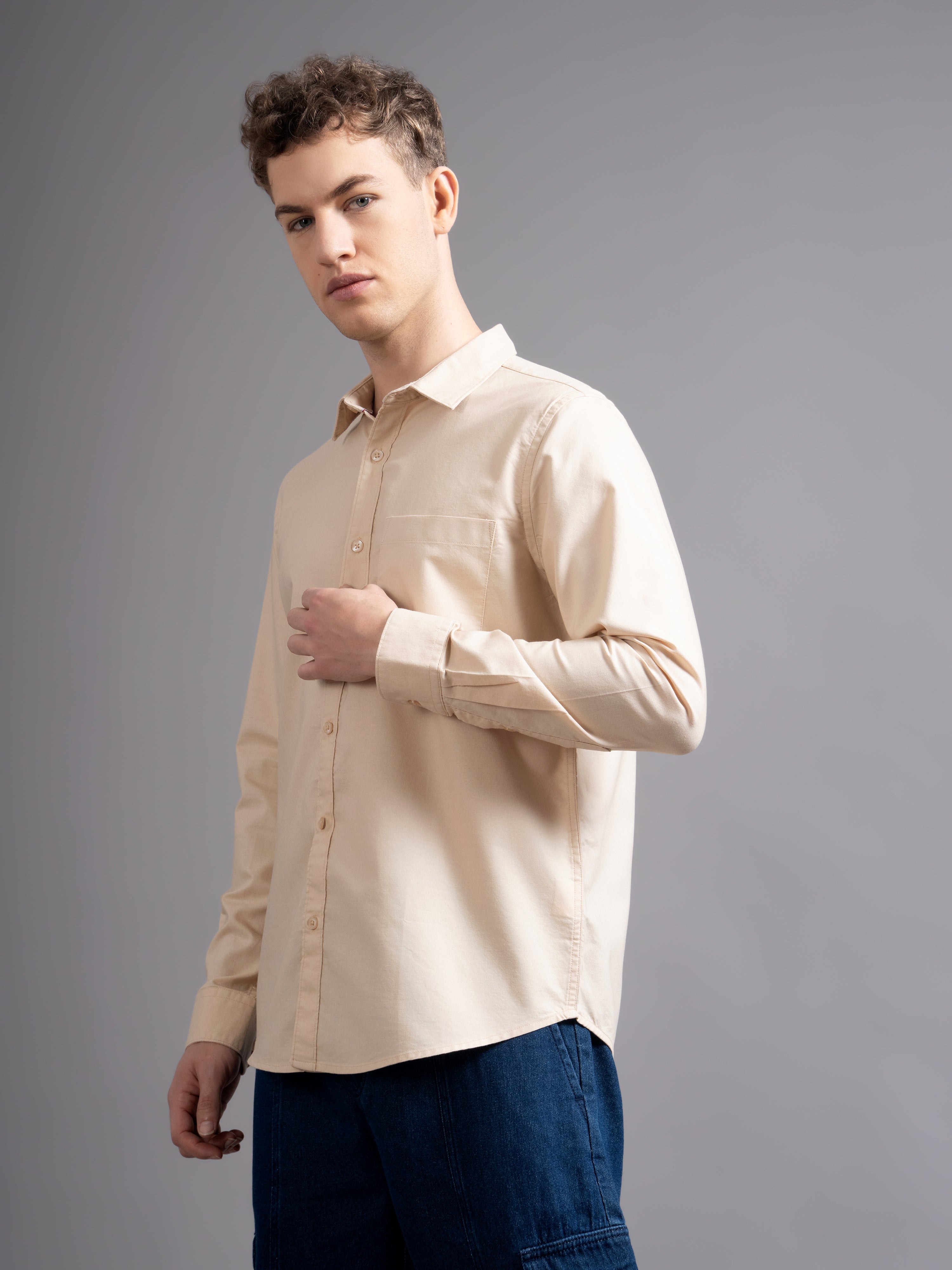 Men Beige Casual Shirt