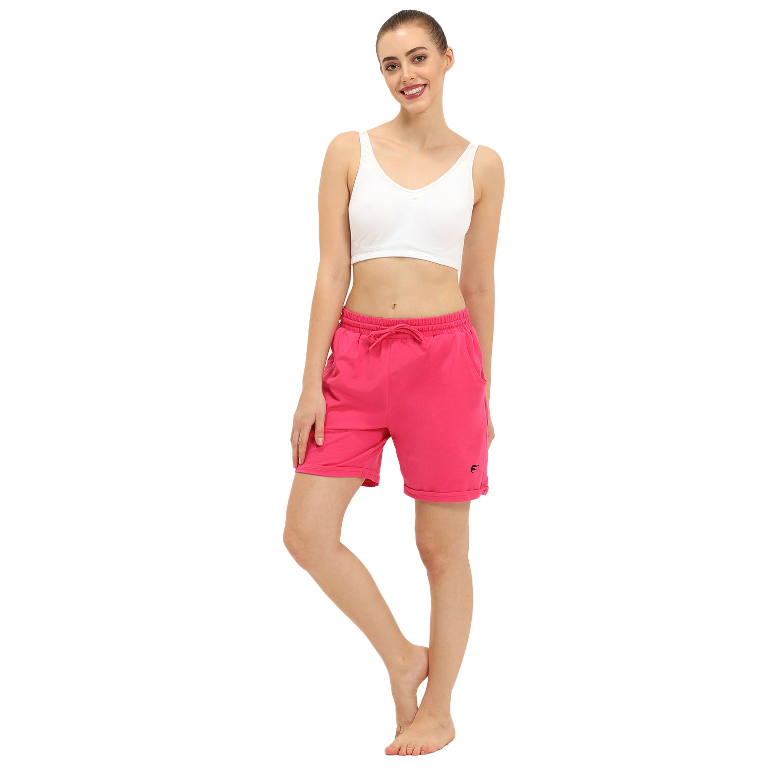 Women Pink Thigh Length Shorts