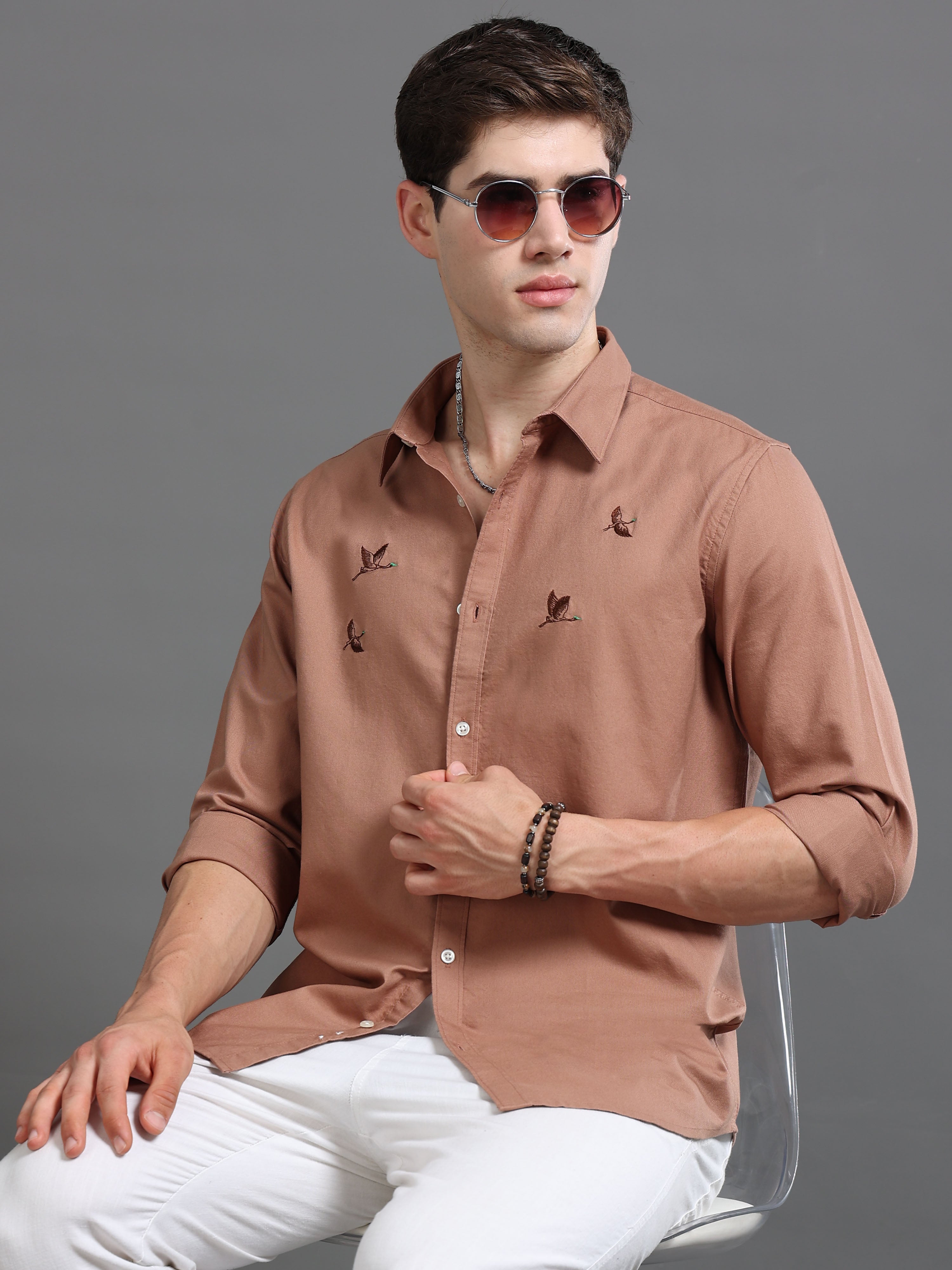 Men Brown Printed Shirt