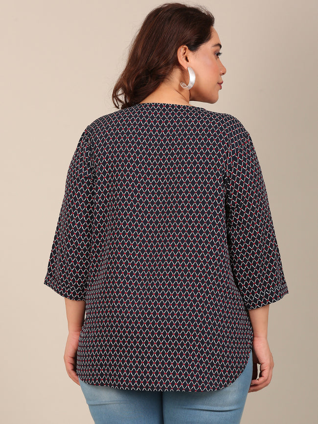 Women Navy Geometric Printed Top