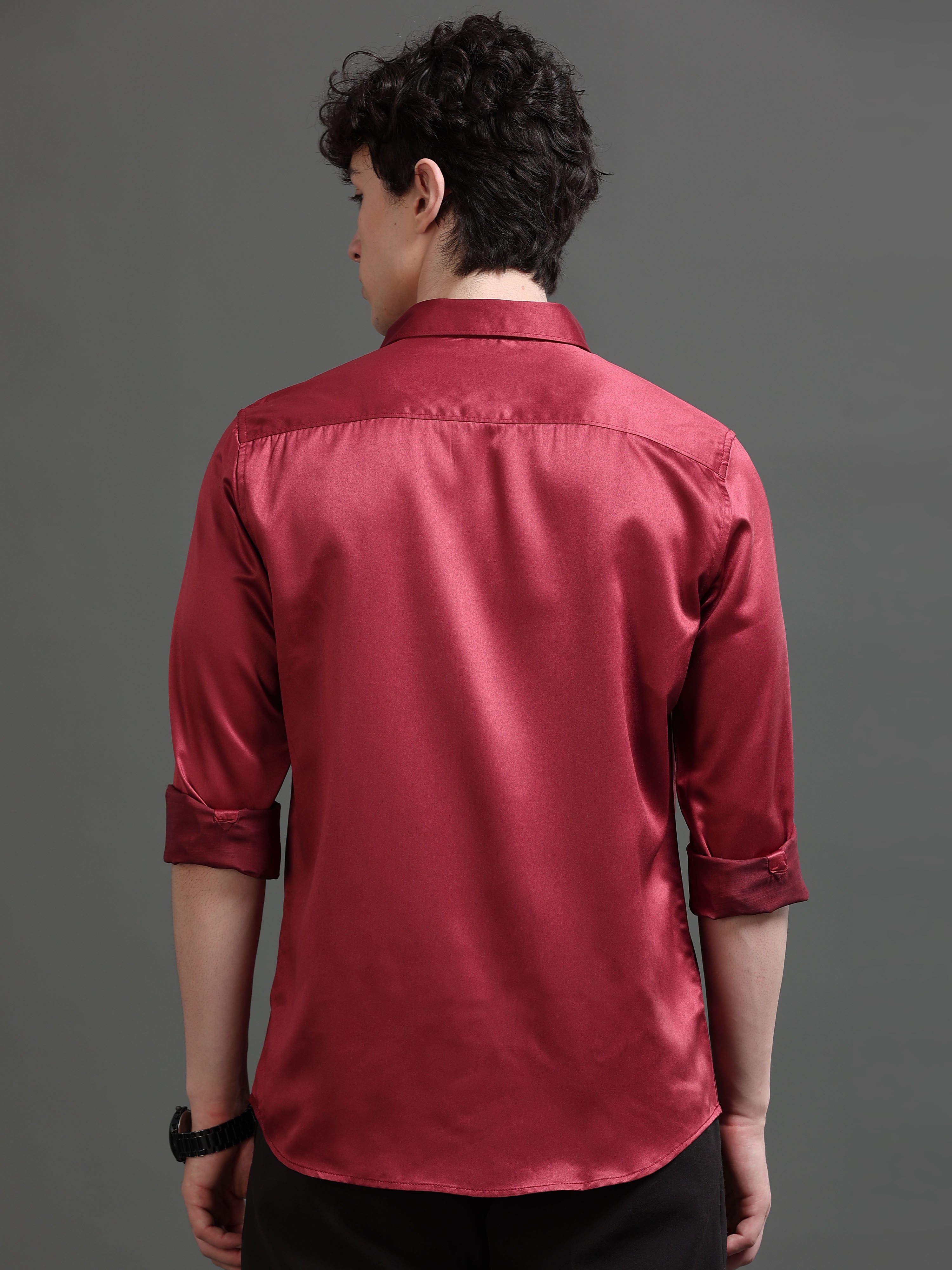 Men Red Solid Shirt