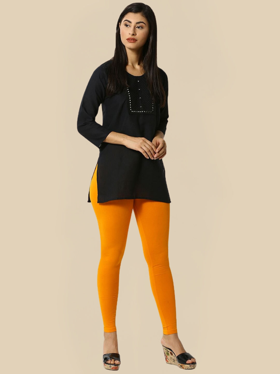 Women Yellow Casual Leggings