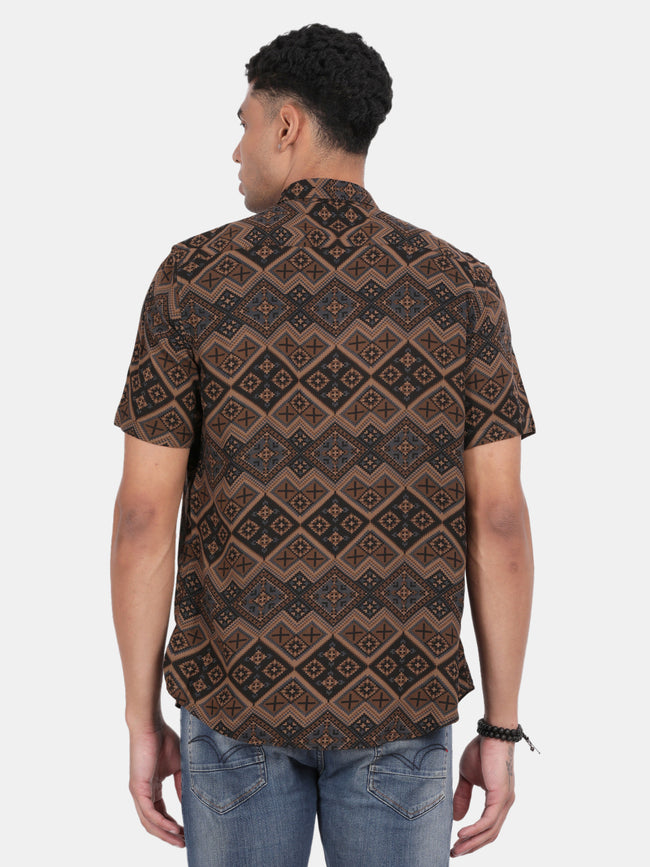 Men Multicolour Slim Fit Spread Collar Half Sleeve Casual Shirt