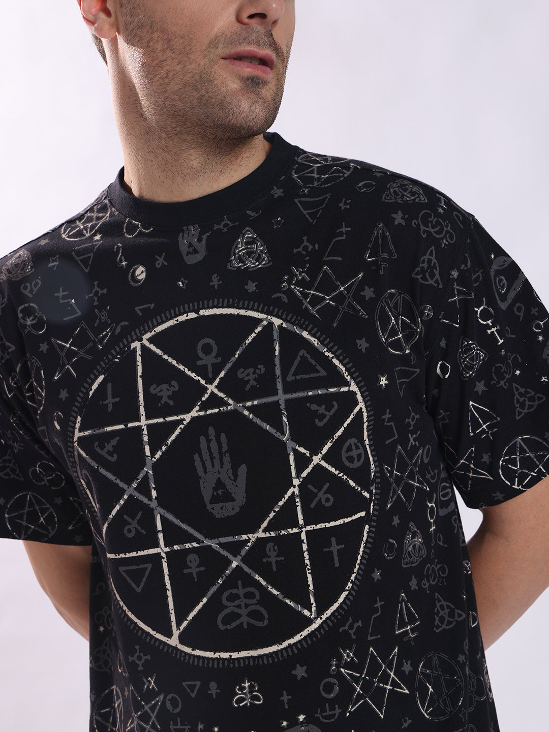 Men Black Cotton Oversized T-Shirt