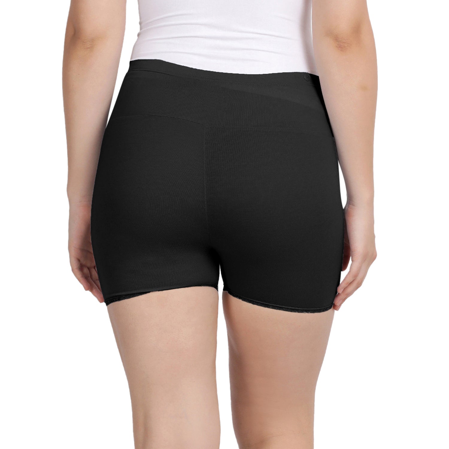 Women Black Maternity Lace Shorts