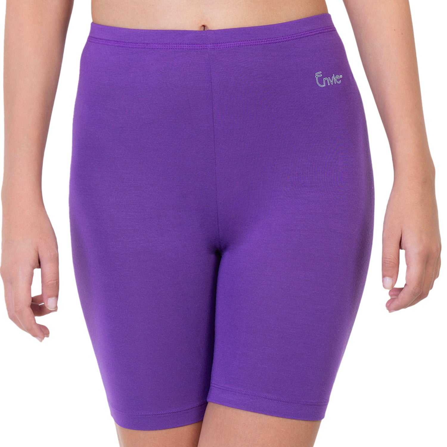 Women Purple Thigh Length Cycling Shorts