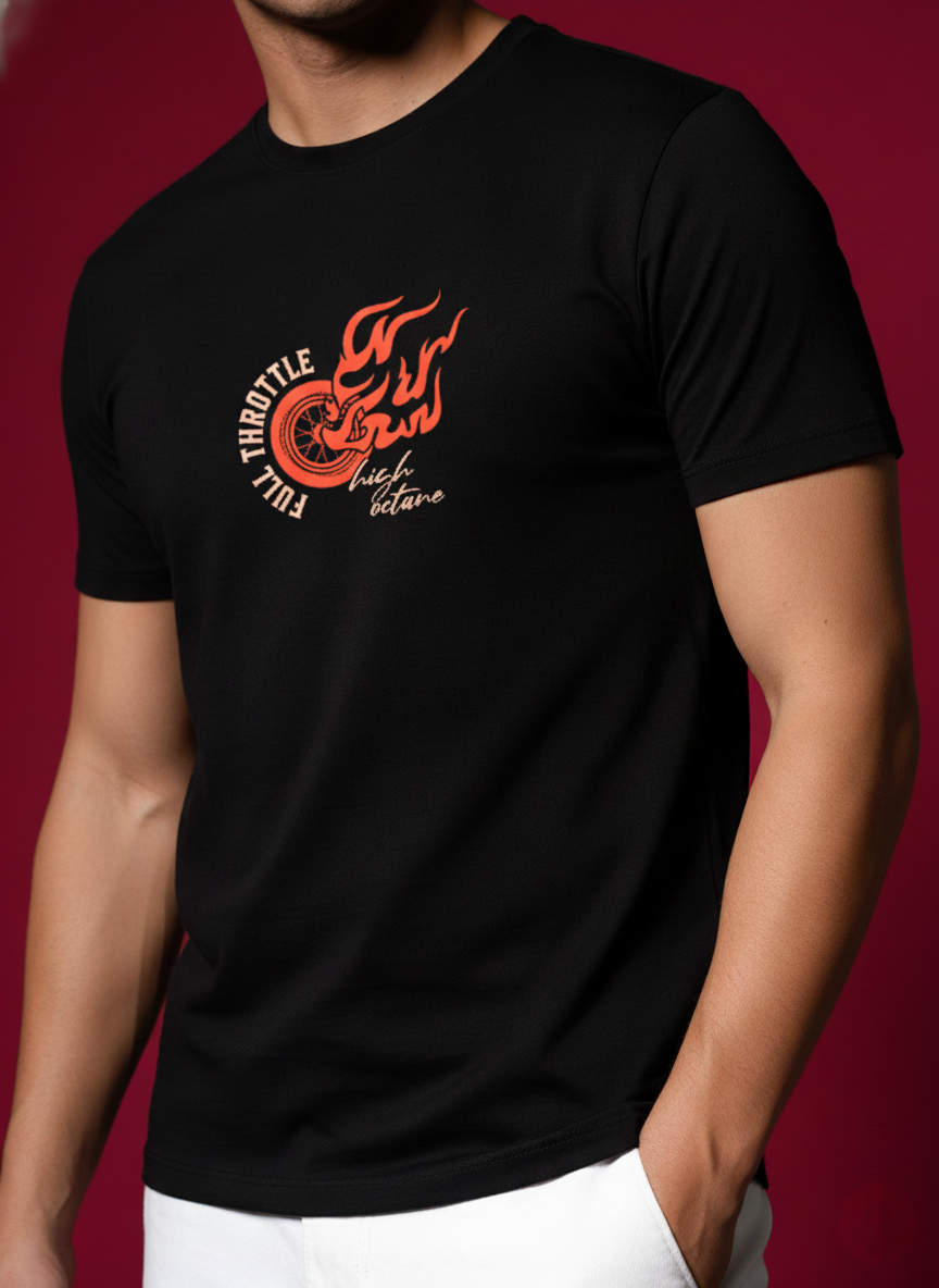 Men Round Neck Cotton T-Shirt