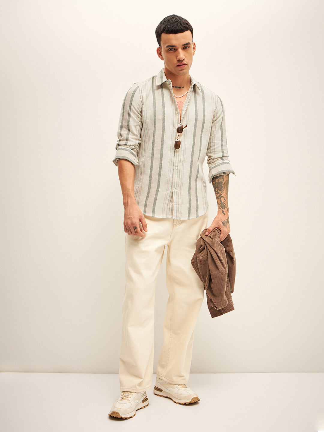 Men Multi-Color Stripe Slim Fit Casual Shirt