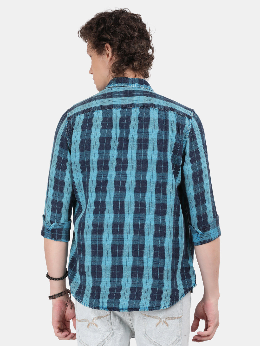 Men Sky blue Slim Fit Spread Collar Full Sleeve Casual Shirt