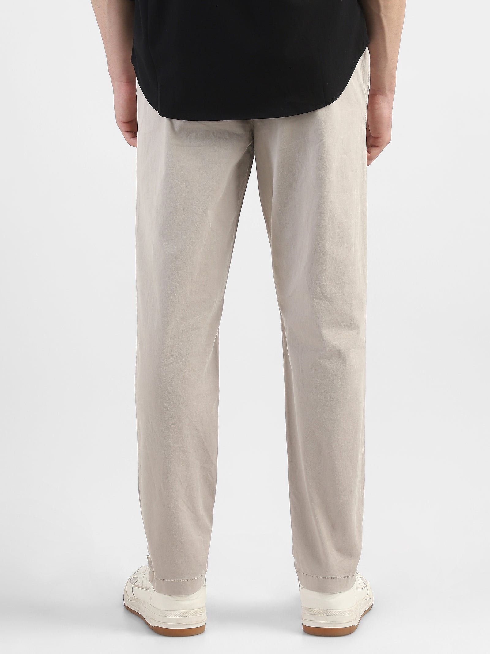 Men Beige Cotton Blend Pants