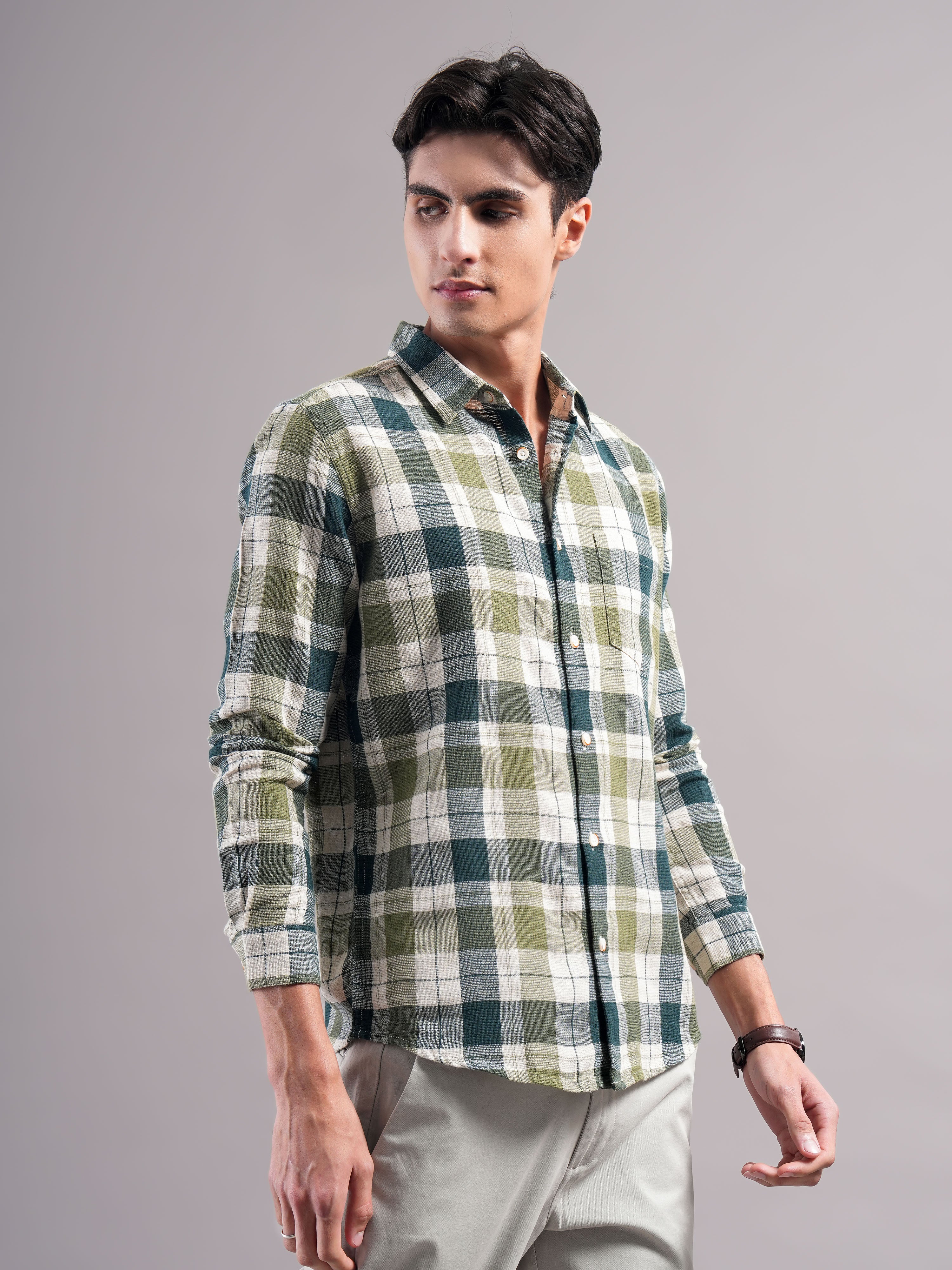 Men Cotton Checked Shirts