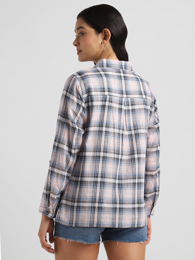Women Casual Checkered Shirt with Pocket
