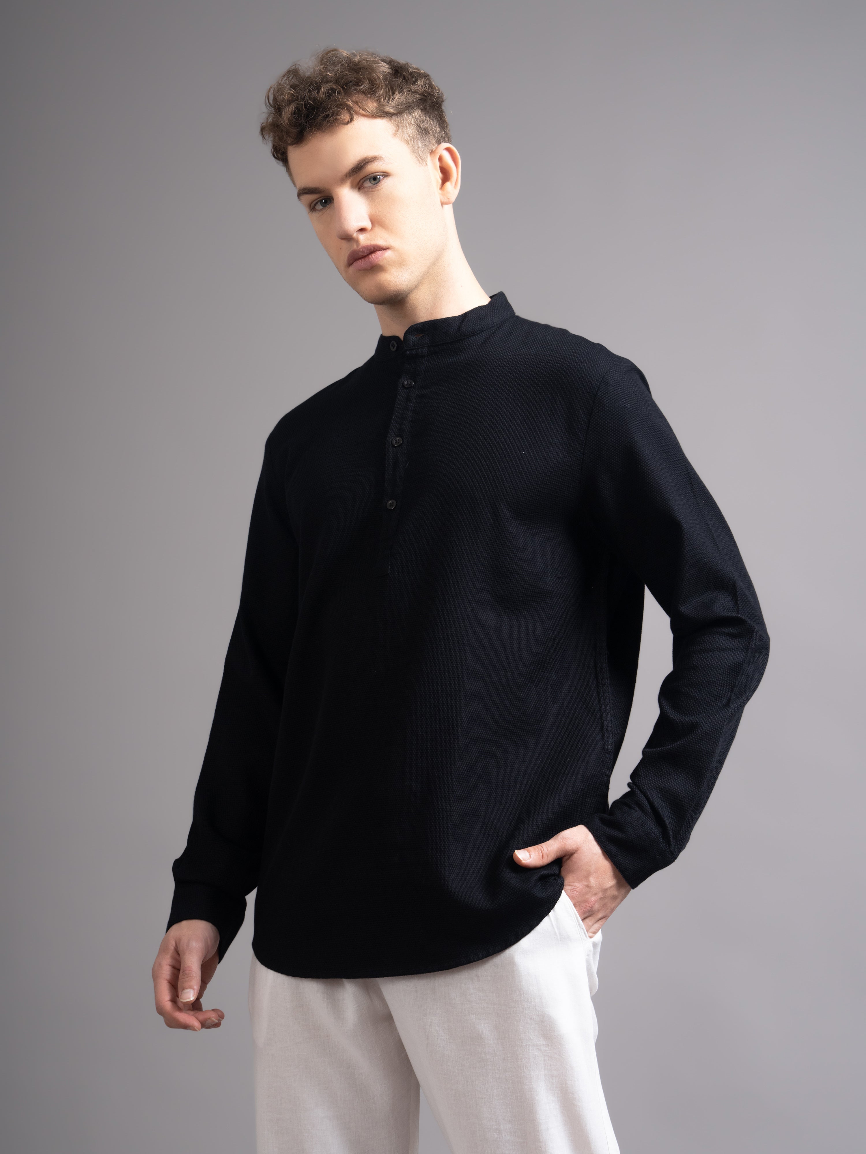 Men Black Kurta Shirt