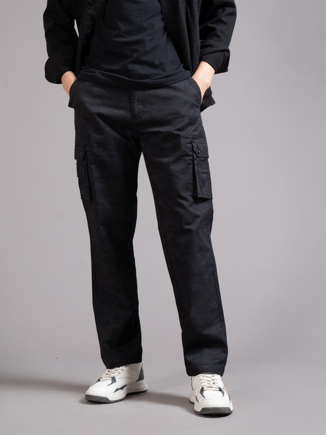 Men Black Relaxed Fit Cargo Trouser