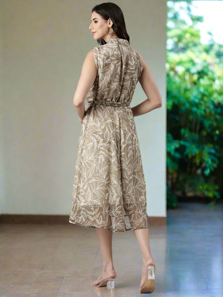 Women Floral Woven Midi Chiffon Dress