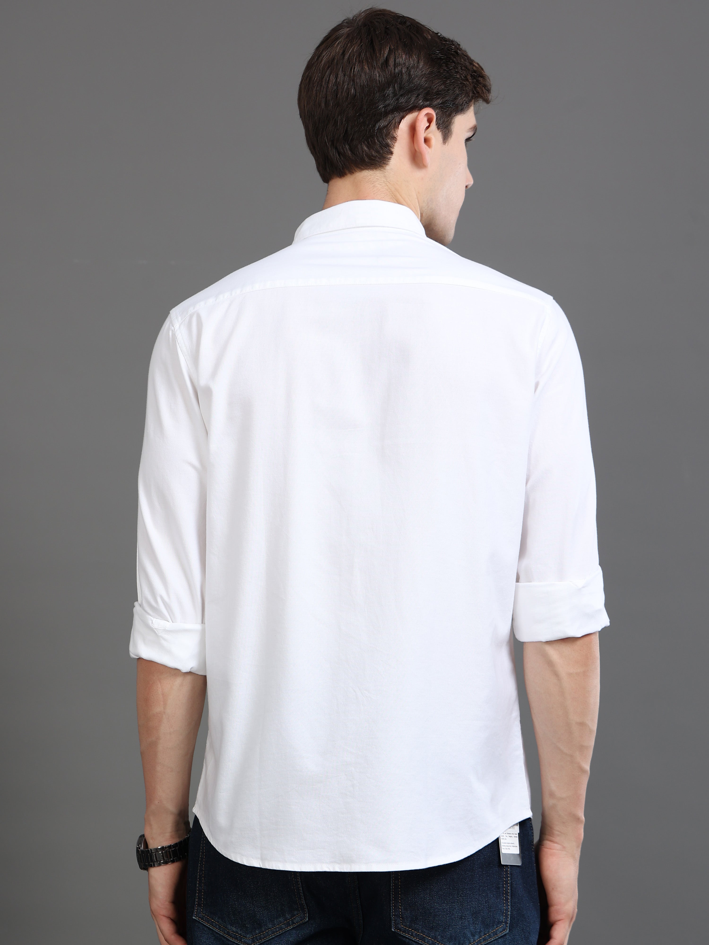 Men White Plain Shirt