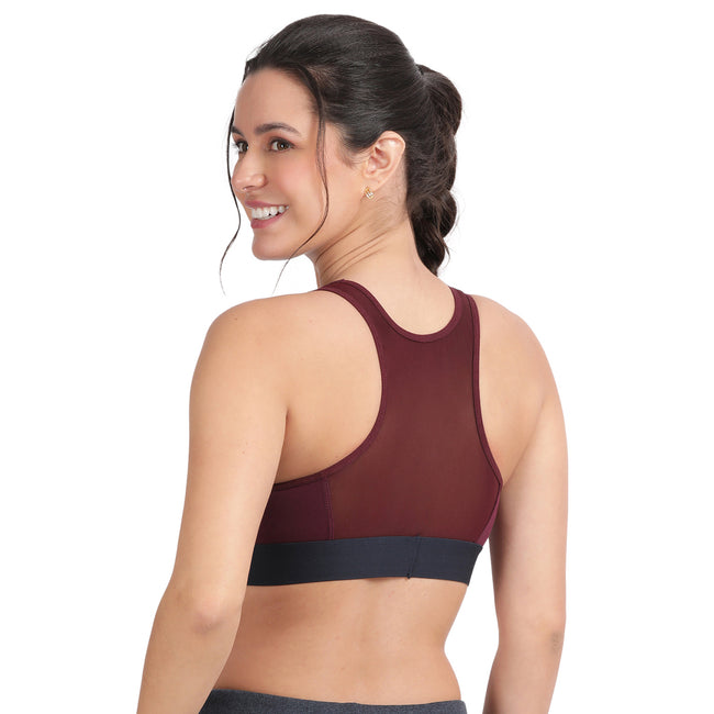Non-padded Non-wired Full Coverage Removable Racer Back Sports Bra