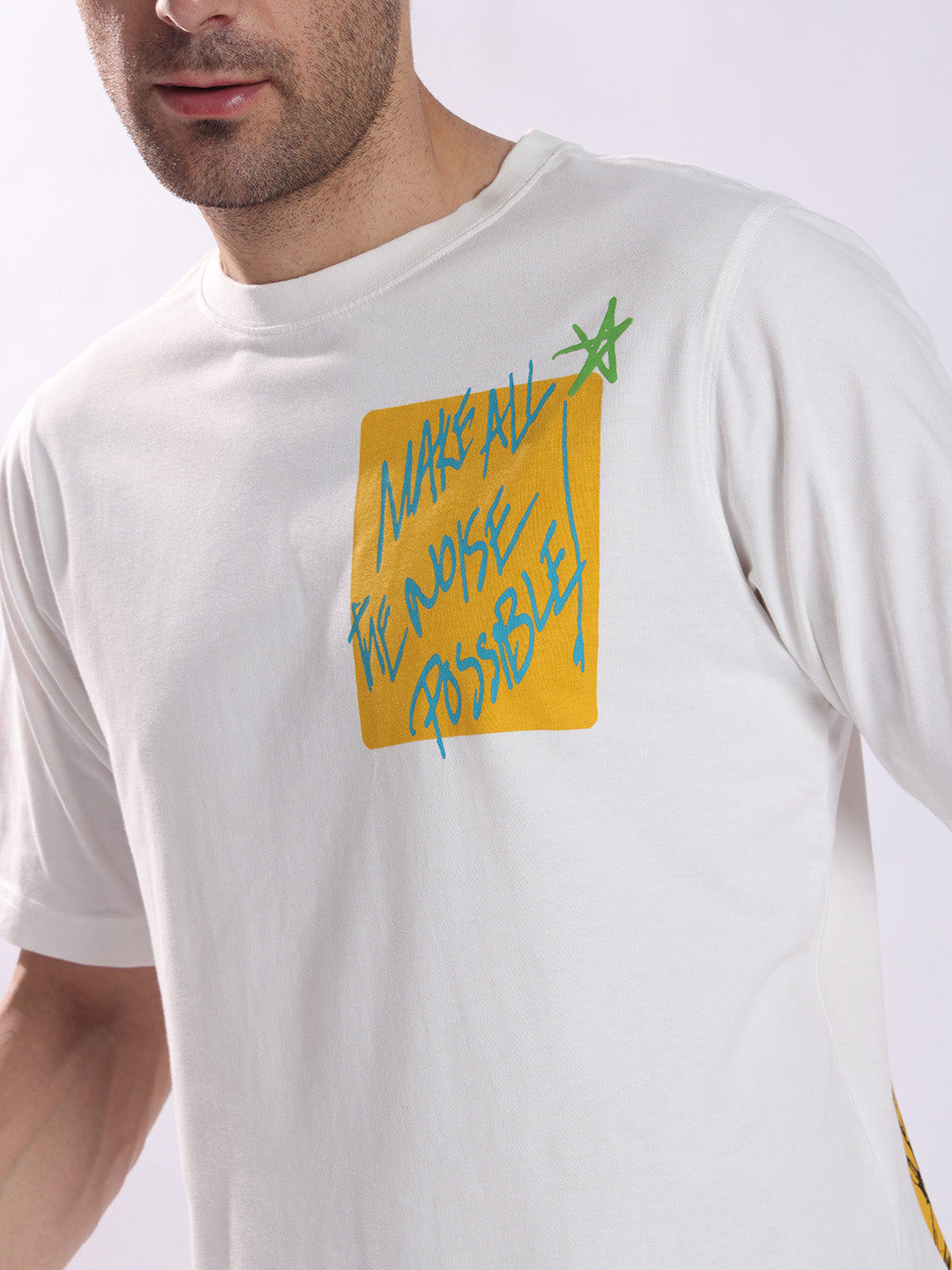 Men White Cotton Oversized T-Shirt