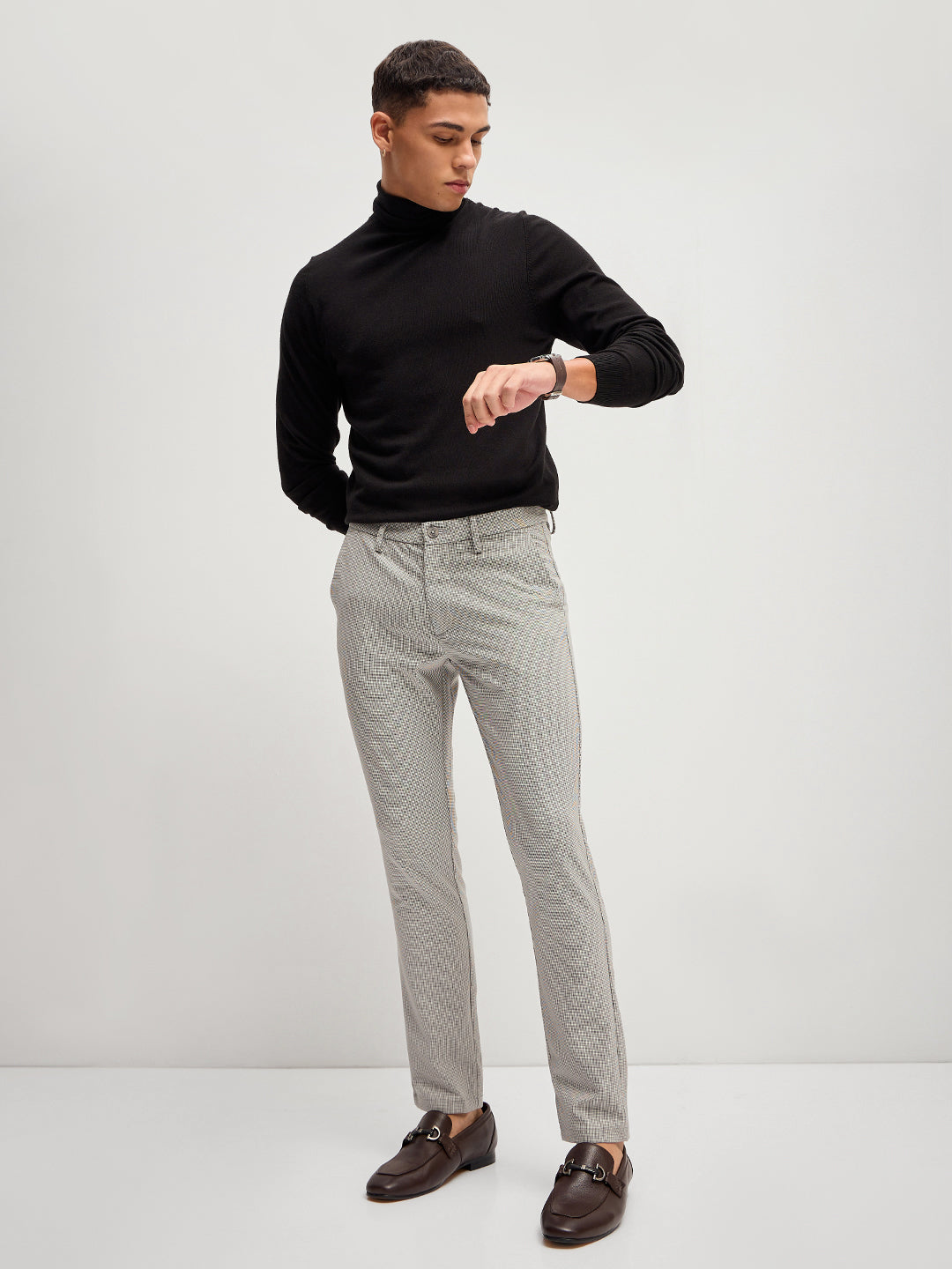 Men Grey 4 Way Stretch Formal Trouser