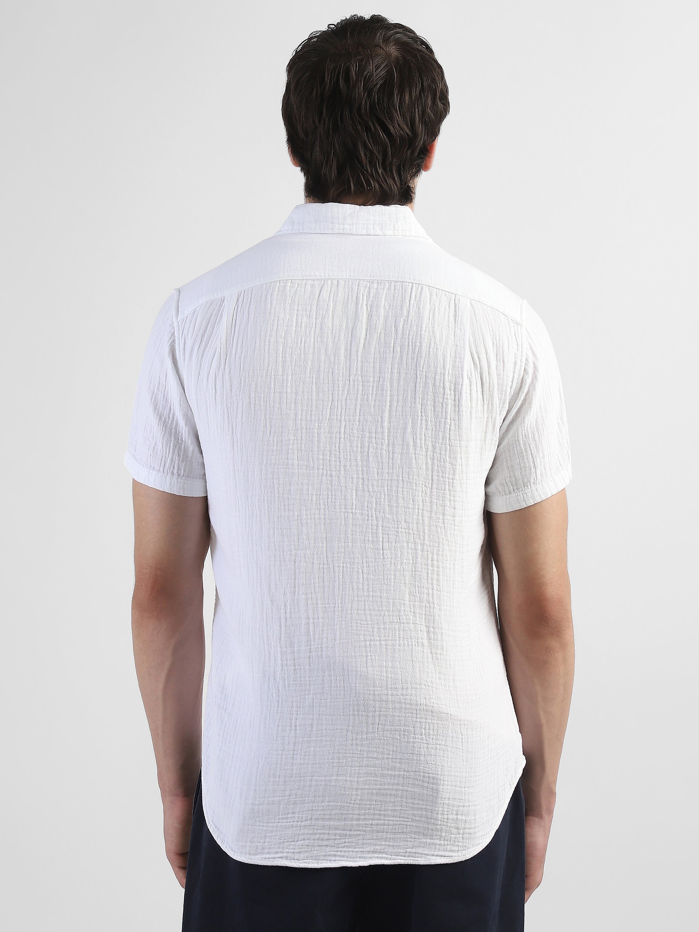 Men White Double Cloth Casual Shirt