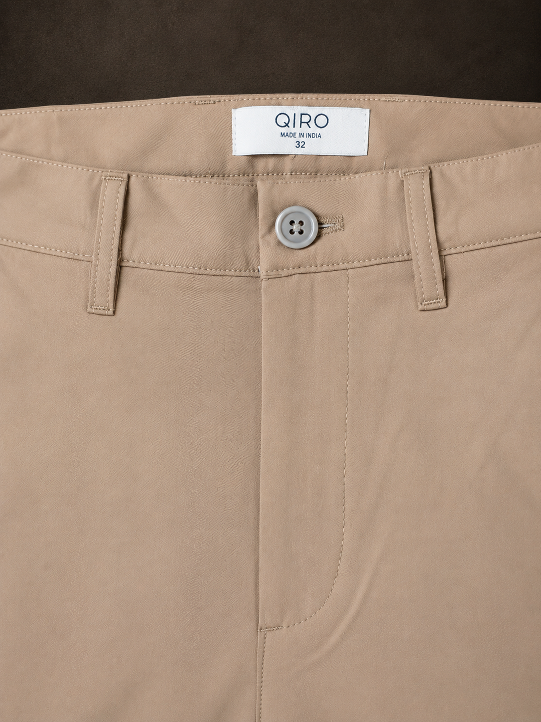 Men Khaki Tailored Fit Trousers