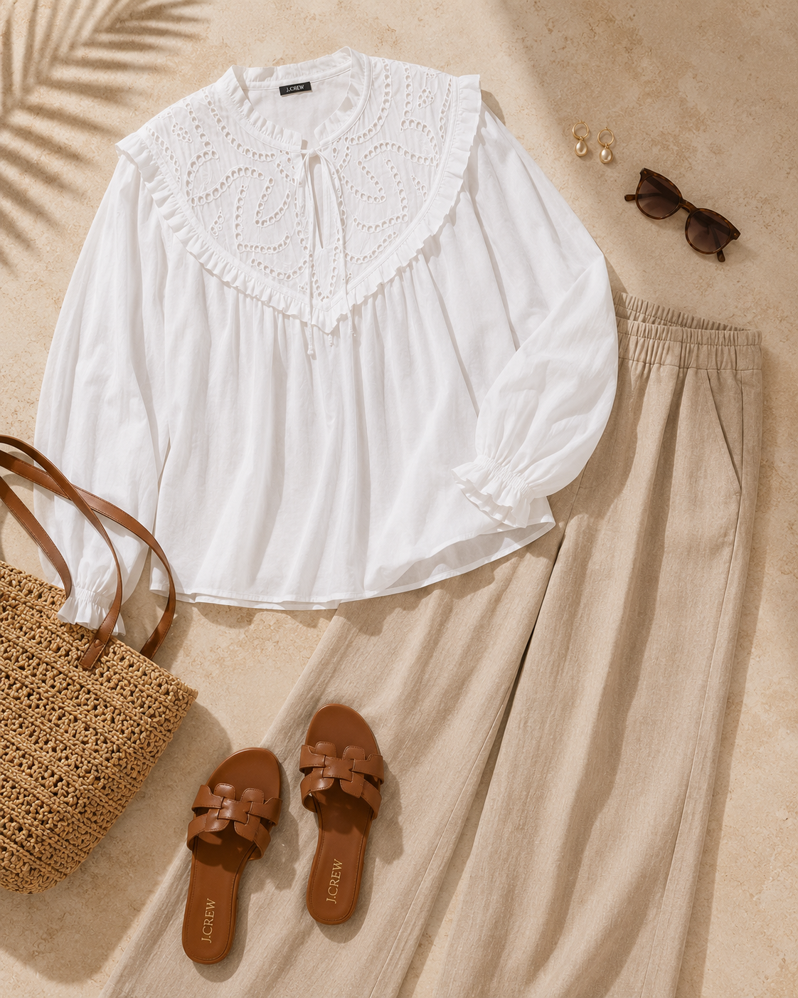Women White Ruffle Detail Top