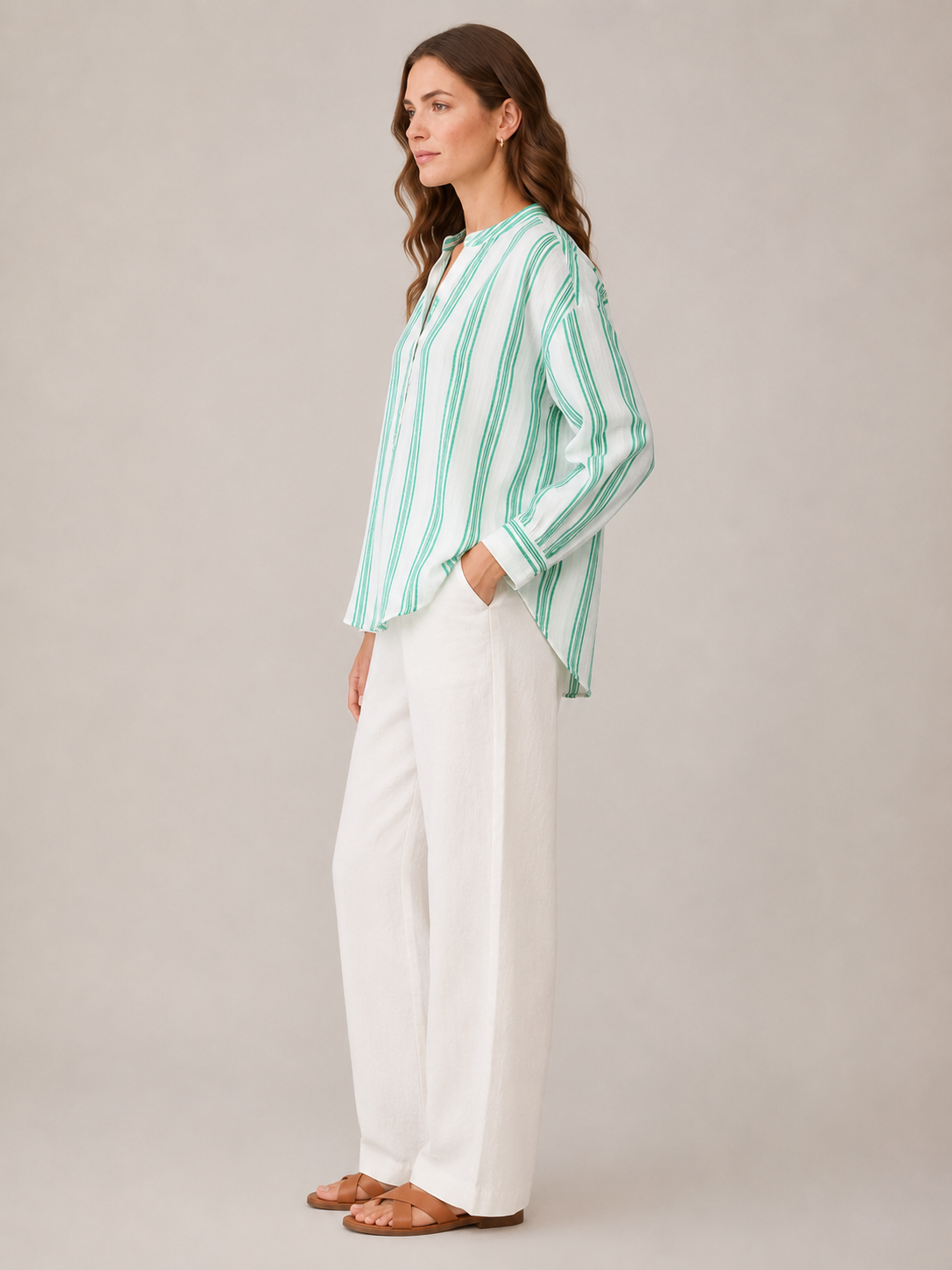 Women Green Horizontal Stripe top