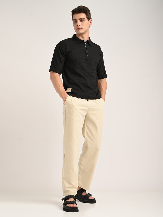 Men Cotton Pajama-Style Trousers with Drawcord