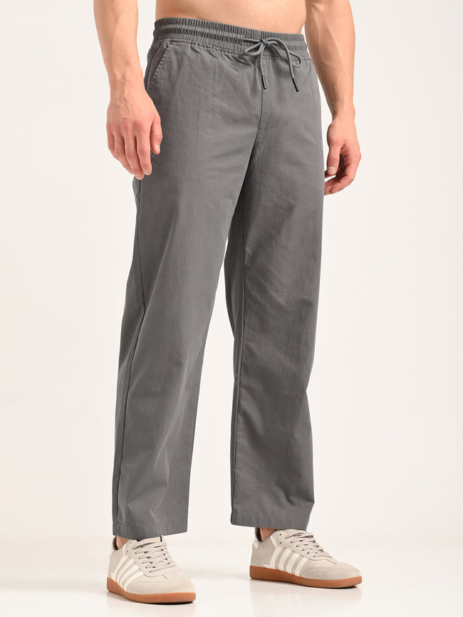 Men Cotton Pajama-Style Trousers with Drawcord
