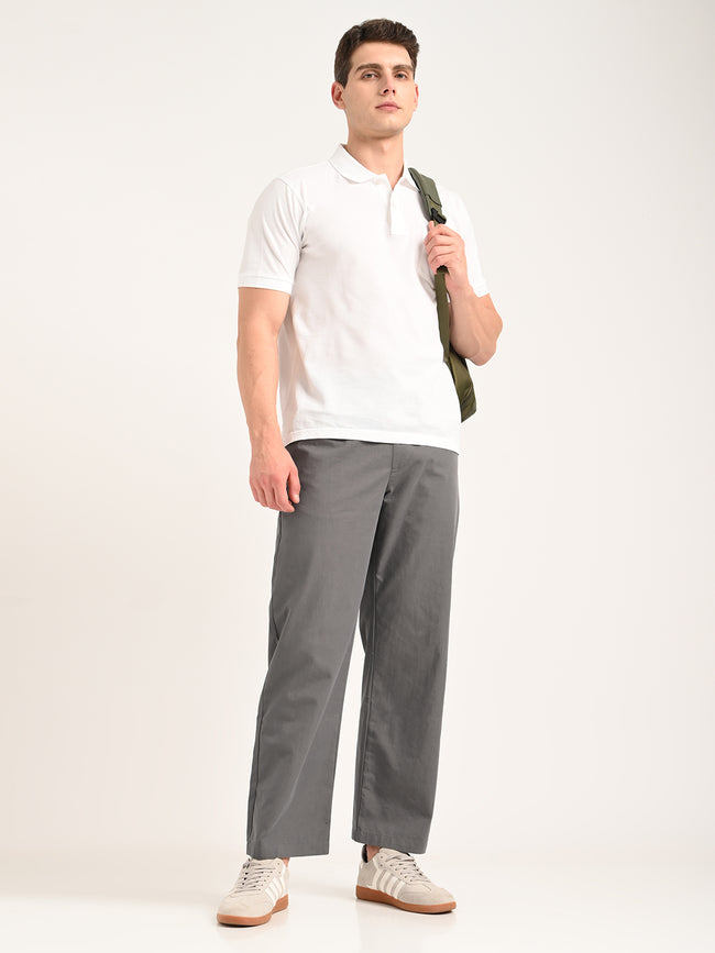 Men Cotton Pajama-Style Trousers with Drawcord